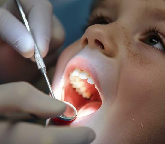Boy getting a dental checkup at a pediatric dentist in Irvine